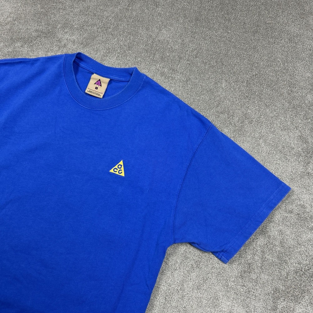 Nike Acg Embr Tee Mens Size Small Relaxed Hyper Royal Blue Heavyweight Boxy Y2K